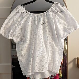 White eyelet top with built in cami